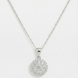 Round Diamond pendant, white Gold