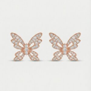 Pavé butterfly Mini Stud Earrings, , rose gold