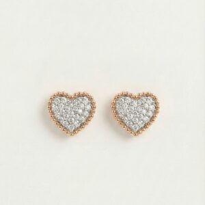 Heart Shape Pavé stud Earrings / Yellow Gold