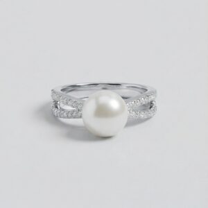 Sadaf Pearl and Diamond Ring, white gold