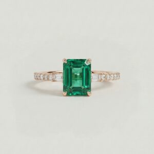 Emerald and Diamond Ring, yellow gold