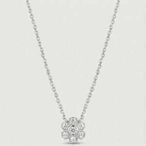 Mini Flower Pavé Diamond Pendant, white gold