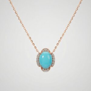 Tolu Turquoise and diamond Pendant, rose gold