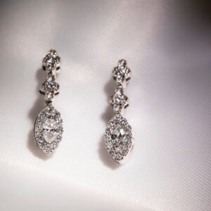 Diamond Teardrop Earrings, white gold